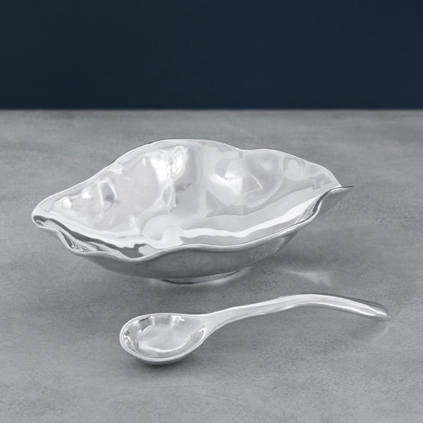 Silver Claire Medium Bowl w/ Spoon - Bowl Detail | Bone & Brass