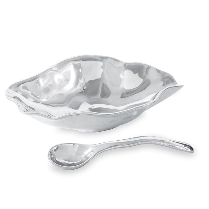 Silver Claire Medium Bowl w/ Spoon | Bone & Brass