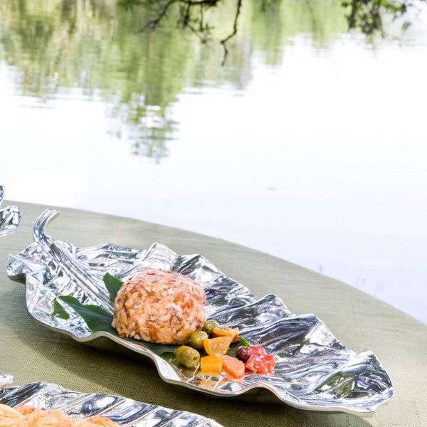 Silver Garden Zebra Leaf Large Serving Platter - Platter Detail | Bone & Brass