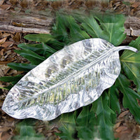 Silver Garden Zebra Leaf Large Serving Platter - Platter Top View | Bone & Brass