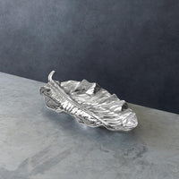 Silver Garden Zebra Leaf Large Serving Platter - Platter Side View | Bone & Brass