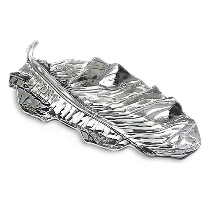 Silver Garden Zebra Leaf Large Serving Platter | Bone & Brass