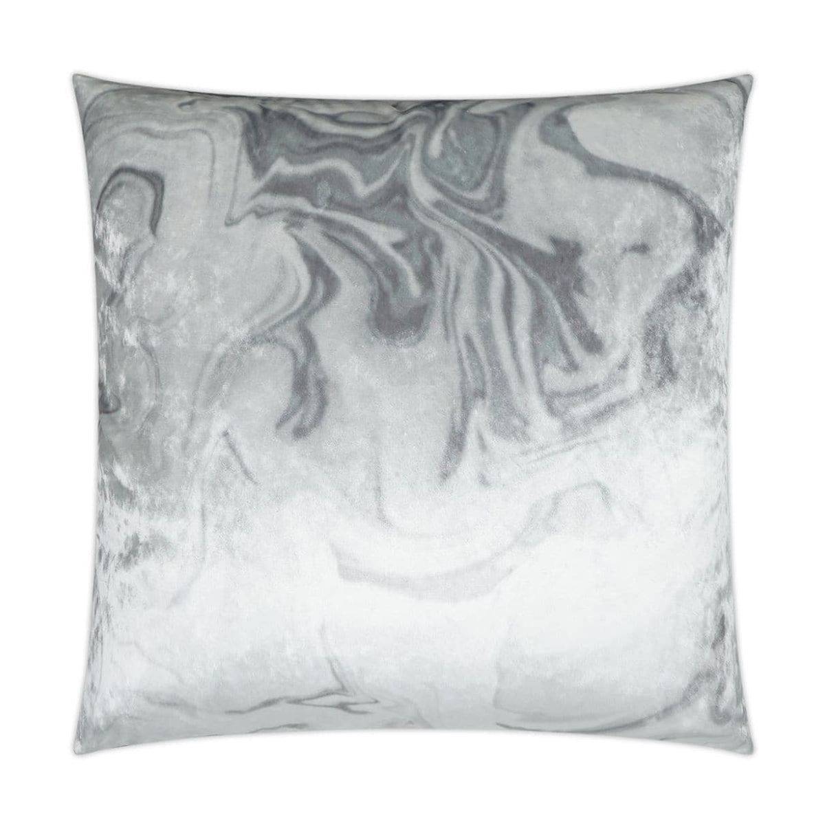 Silver Haze Swirl Throw Pillow, a 24" square luxury polyester pillow with a gray and white marbled design.