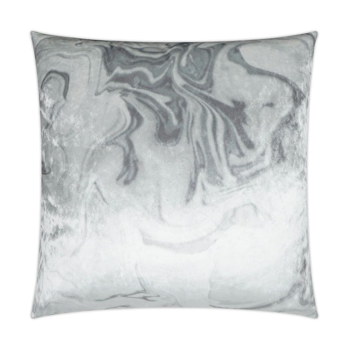 Silver Haze Swirl Throw Pillow, a 24" square luxury polyester pillow with a gray and white marbled design.