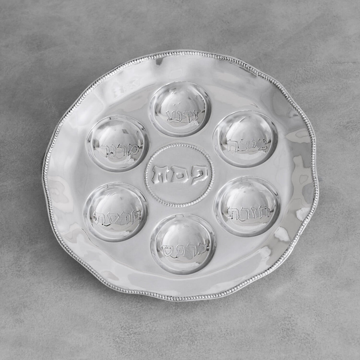 Silver Judaica Seder Plate - Platter Top View | Bone & Brass