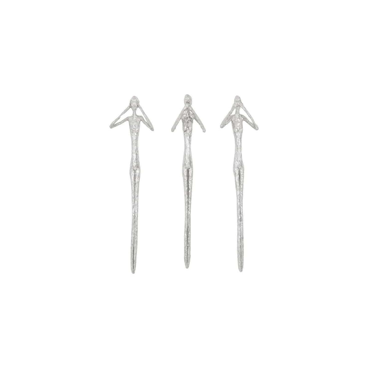 Silver Leaf See,Hear,Speak no Evil Wall Sculptures | Bone & Brass