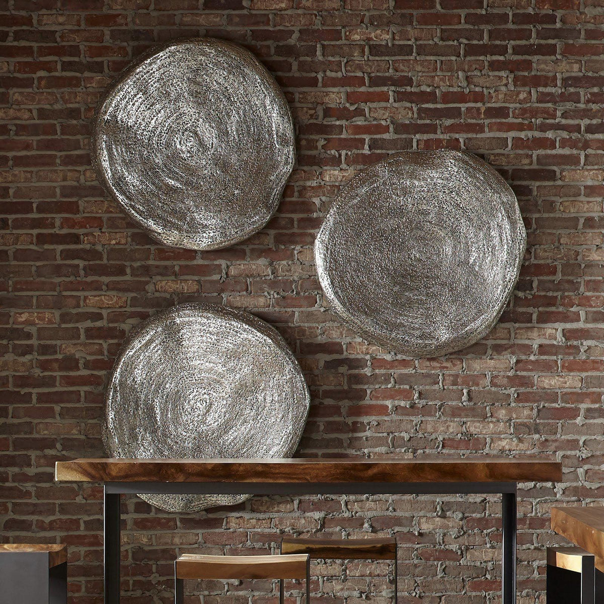 Silver Leaf Triple Weld Wall Art - Wall Decor Close Up | Bone & Brass