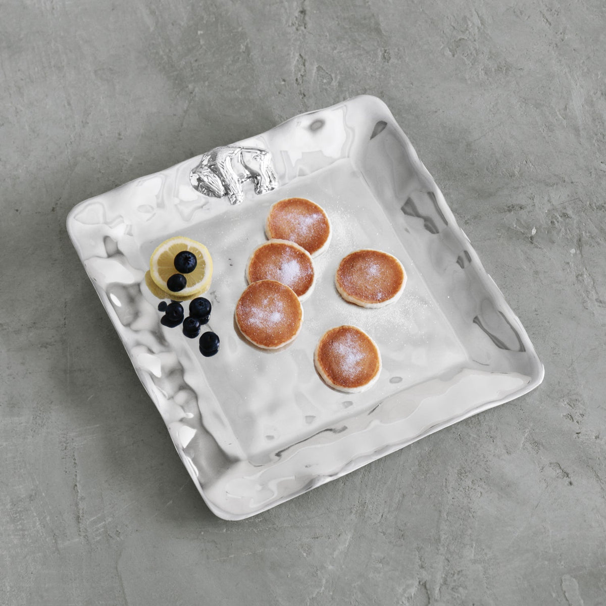 Silver Medium Square Serving Platter - Platter Detail | Bone & Brass