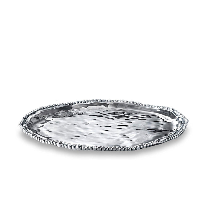 Silver Organic Pearl Nova Round Serving Platter | Bone & Brass