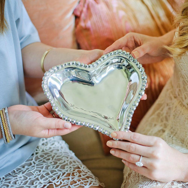 Silver Organic Pearl Small Heart Shape Platter - Platter Detail | Bone & Brass