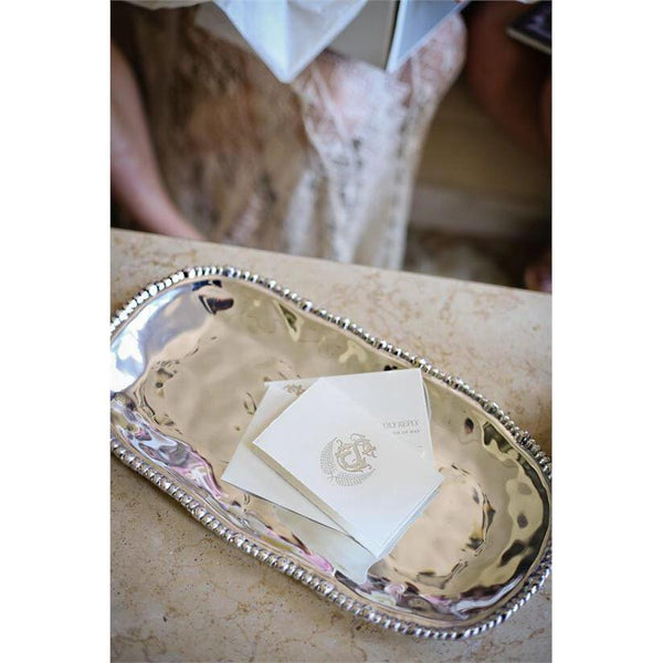 Silver Organic Pearl Small Oval Platter - Platter Detail | Bone & Brass