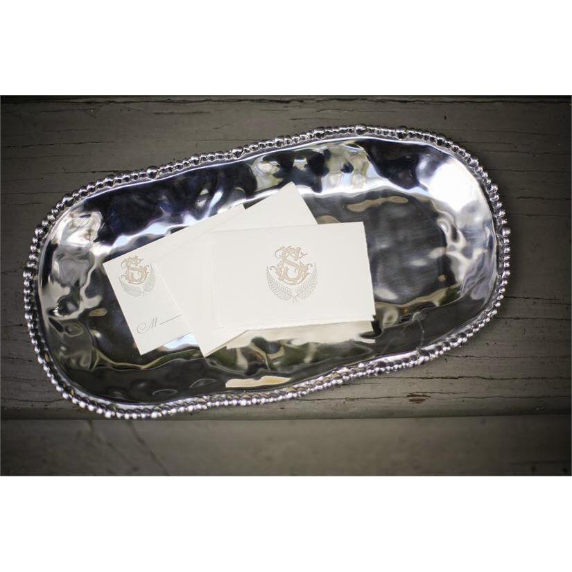 Silver Organic Pearl Small Oval Platter - Platter Side View | Bone & Brass