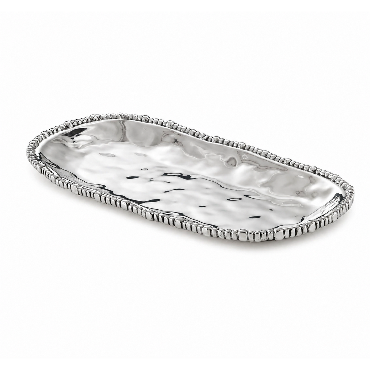 Silver Organic Pearl Small Oval Platter | Bone & Brass