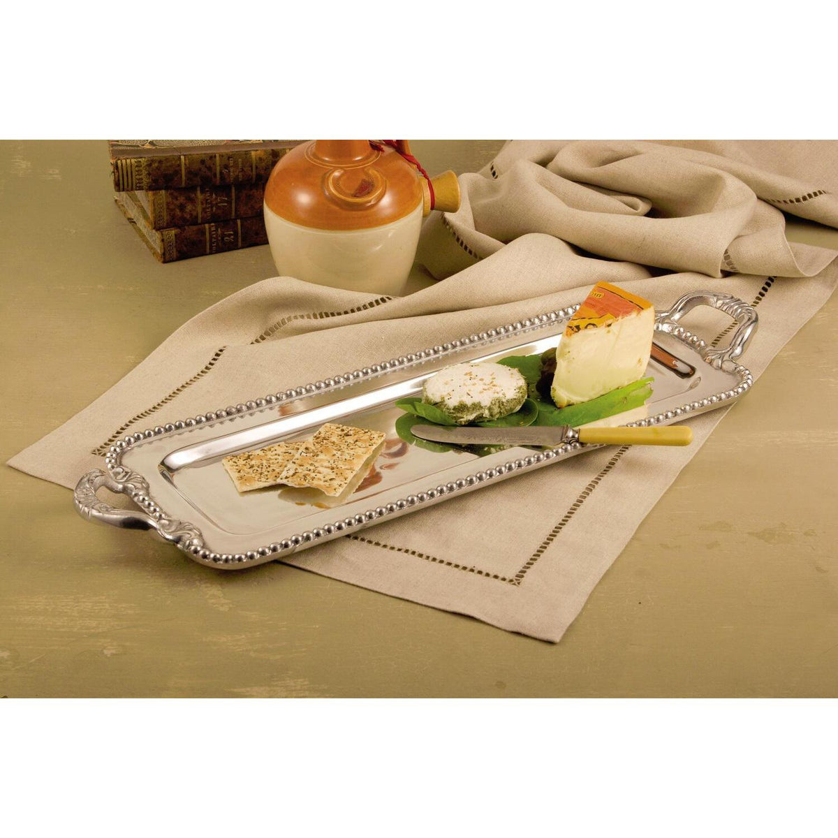 Silver Pearl Long Rectangular Tray - Tray Detail | Bone & Brass