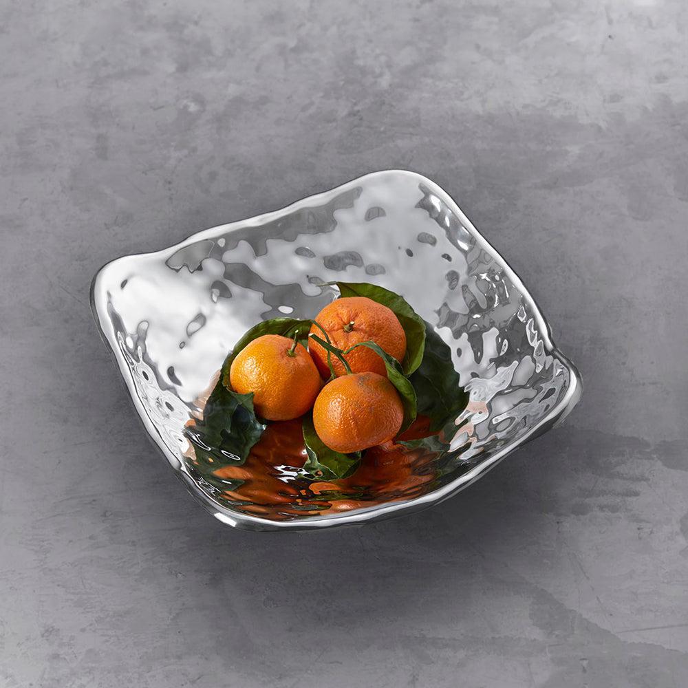 Silver Square Soho Medium Serving Bowl Bowl - Bowl Top View | Bone & Brass