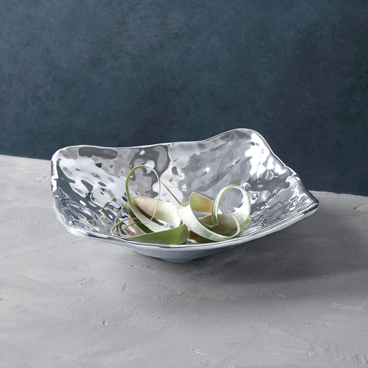 Silver Square Soho Medium Serving Bowl Bowl - Bowl Side View | Bone & Brass