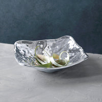 Silver Square Soho Medium Serving Bowl Bowl - Bowl Side View | Bone & Brass