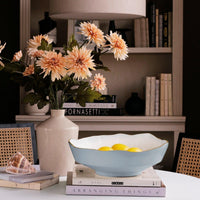 Slate Blue & White Dakota Medium Serving Bowl - Bowl Detail | Bone & Brass