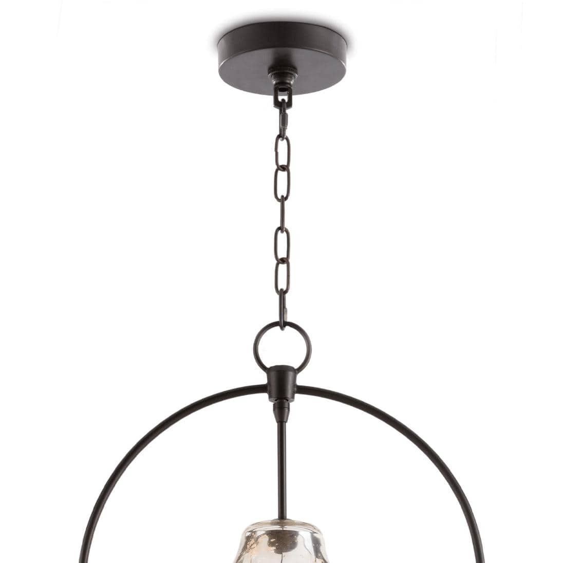 Small bronze Emerson Bell Jar Pendant with antique mercury glass and oil rubbed bronze hardware.