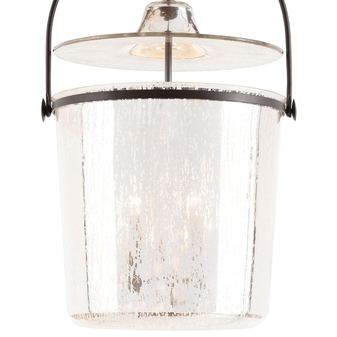 Small Emerson Bell Jar Pendant with antique mercury glass and oil rubbed bronze hardware.