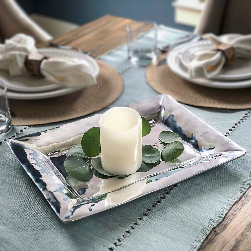 Soho Aluminum Rectangular Serving Platter - Platter Detail | Bone & Brass