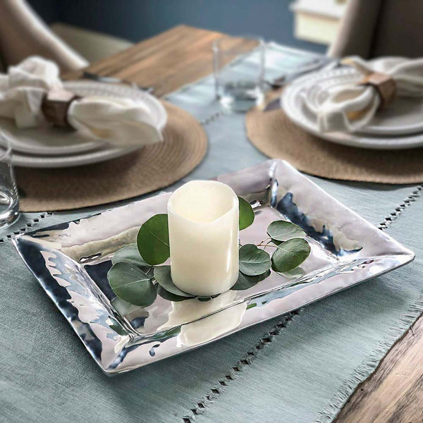Soho Aluminum Rectangular Serving Platter - Platter Detail | Bone & Brass