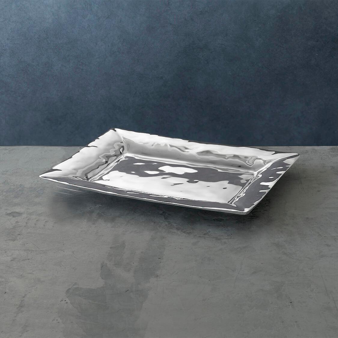 Soho Aluminum Rectangular Serving Platter - Platter Top View | Bone & Brass