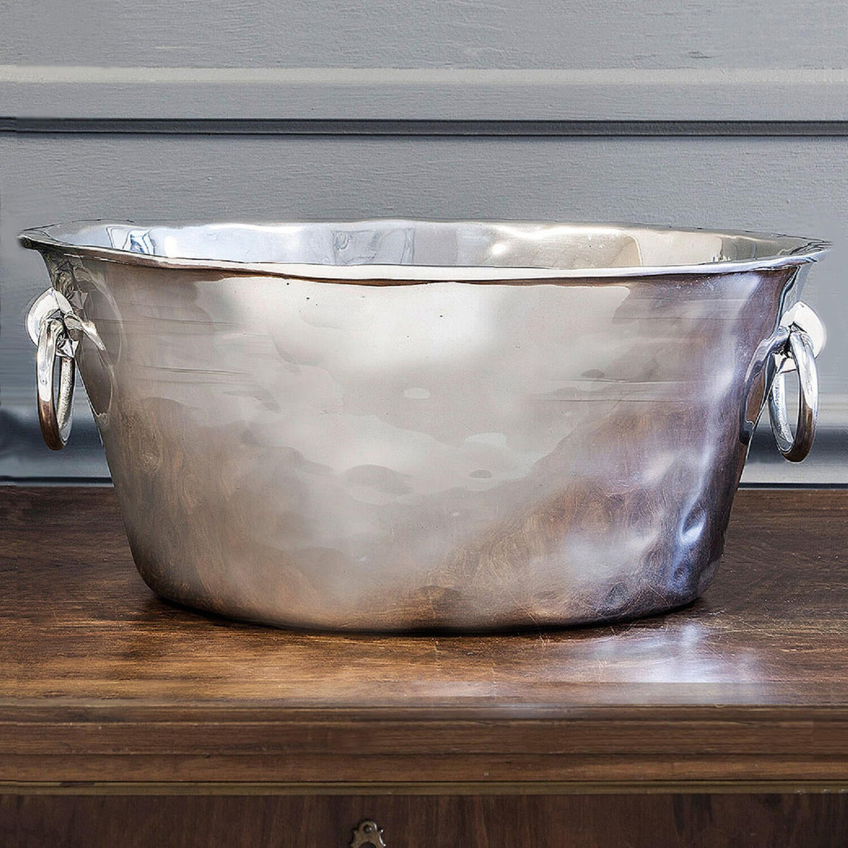 Soho Large Silver Ice Bucket with Handles - Ice Bucket Side View | Bone & Brass