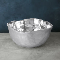 Soho Silver Organic Shaped Medium Deep Serving Bowl - Bowl Top View | Bone & Brass
