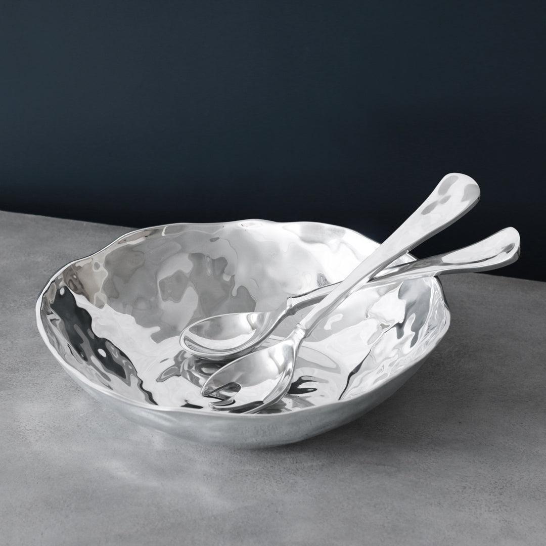 Soho Silver Organic Shaped Serving Bowl - Bowl Top View | Bone & Brass