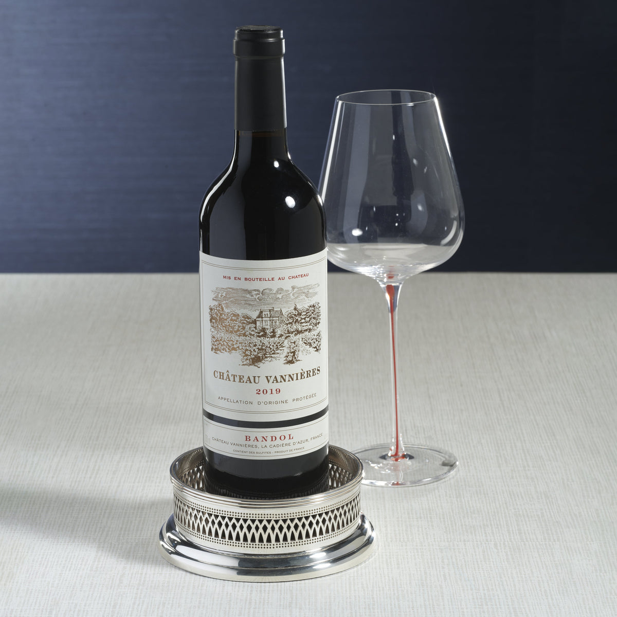 Sommelier's Edge Silver Wine Bottle Coaster - Coaster Detail | Bone & Brass