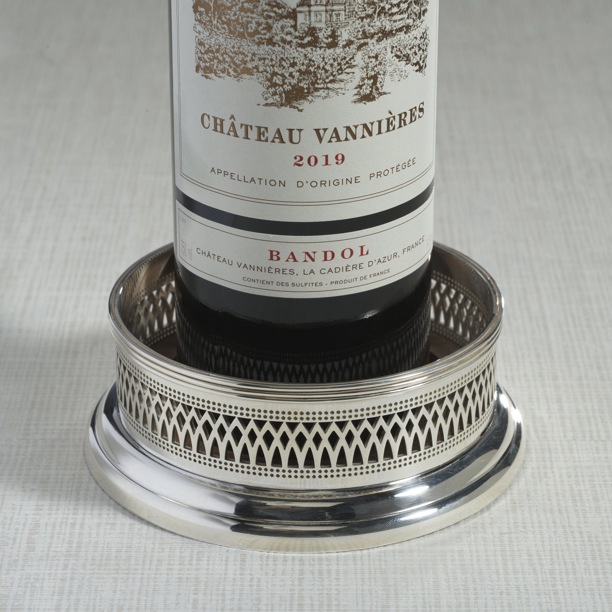 Sommelier's Edge Silver Wine Bottle Coaster - Coaster Top View | Bone & Brass
