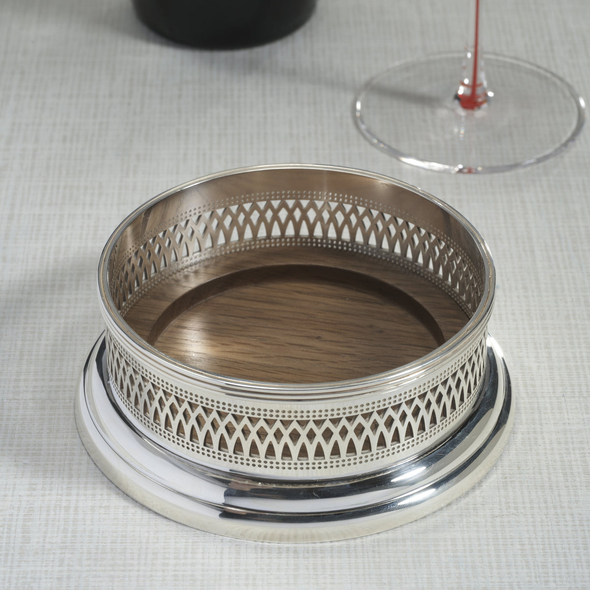 Sommelier's Edge Silver Wine Bottle Coaster - Coaster Side View | Bone & Brass