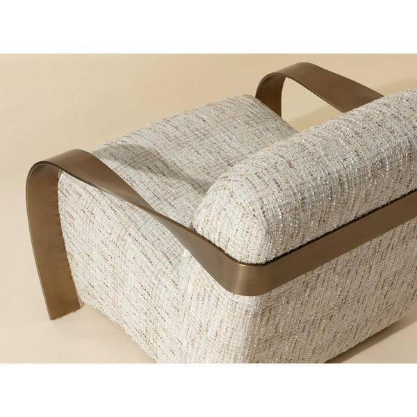 Sonesta Ivory & Antique Brass Lounge Chair - Chair Detail | Bone & Brass
