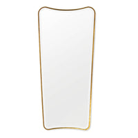 Sonnet dressing room mirror with a tall, rectangular beveled glass and a distressed gold leaf frame.