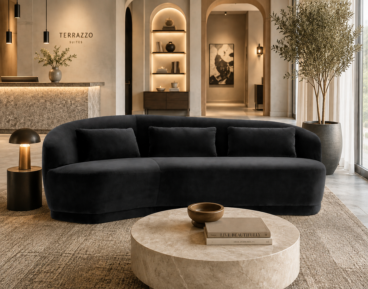 Soraya Charcoal Grey Curved Sofa