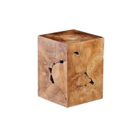 Square Brown Teak Slice Stool | Bone & Brass