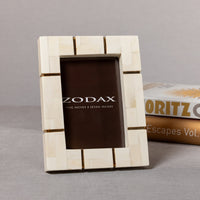 St Ives Ivory Bone Inlay Photo Frame- 5x7 - Frame Corner Detail | Bone & Brass