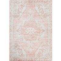 St Tropez Pale Pink & Beige traditional polypropylene rug with intricate floral and medallion patterns.
