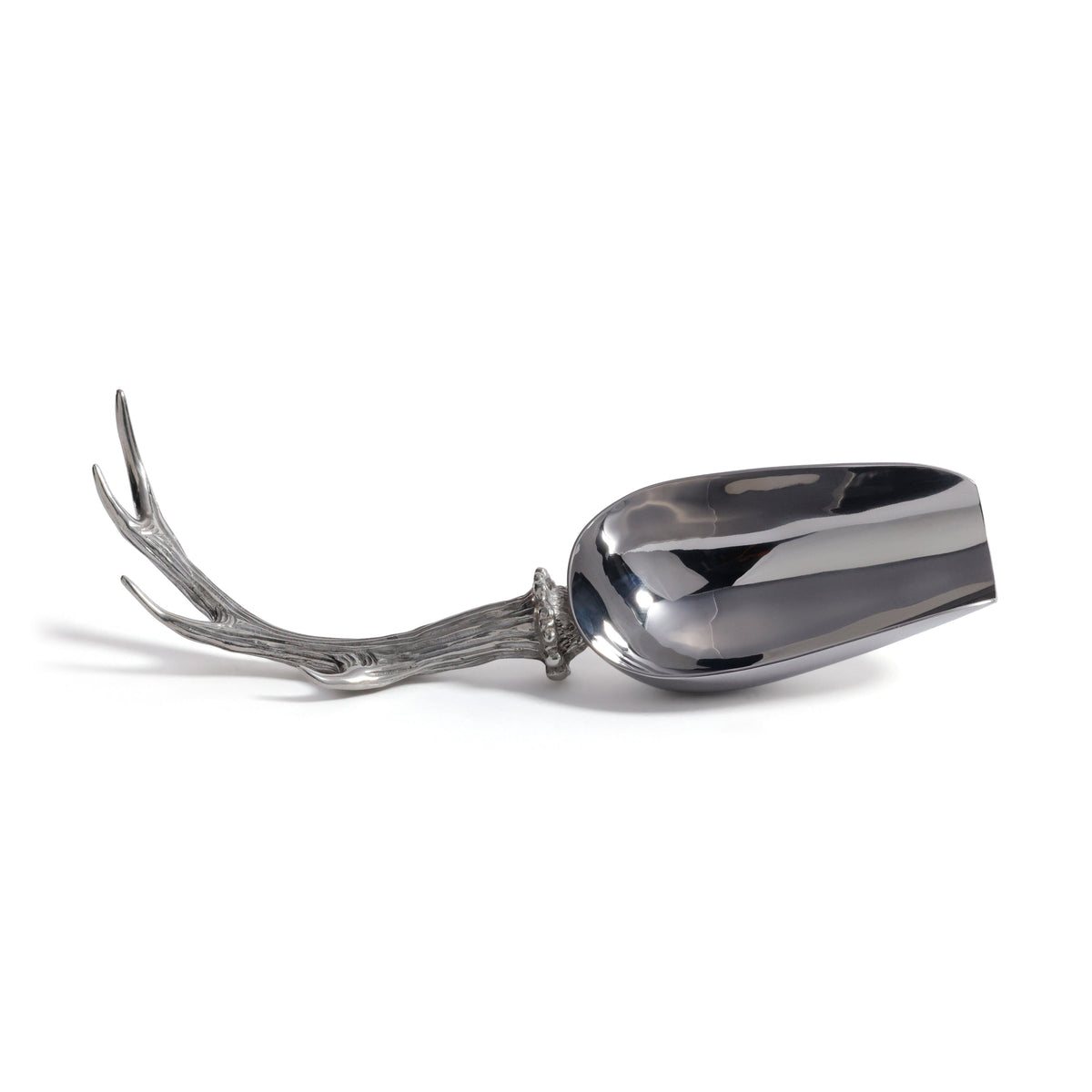 St. Anton Pewter Antler Ice Scoop - Scoop Side View | Bone & Brass