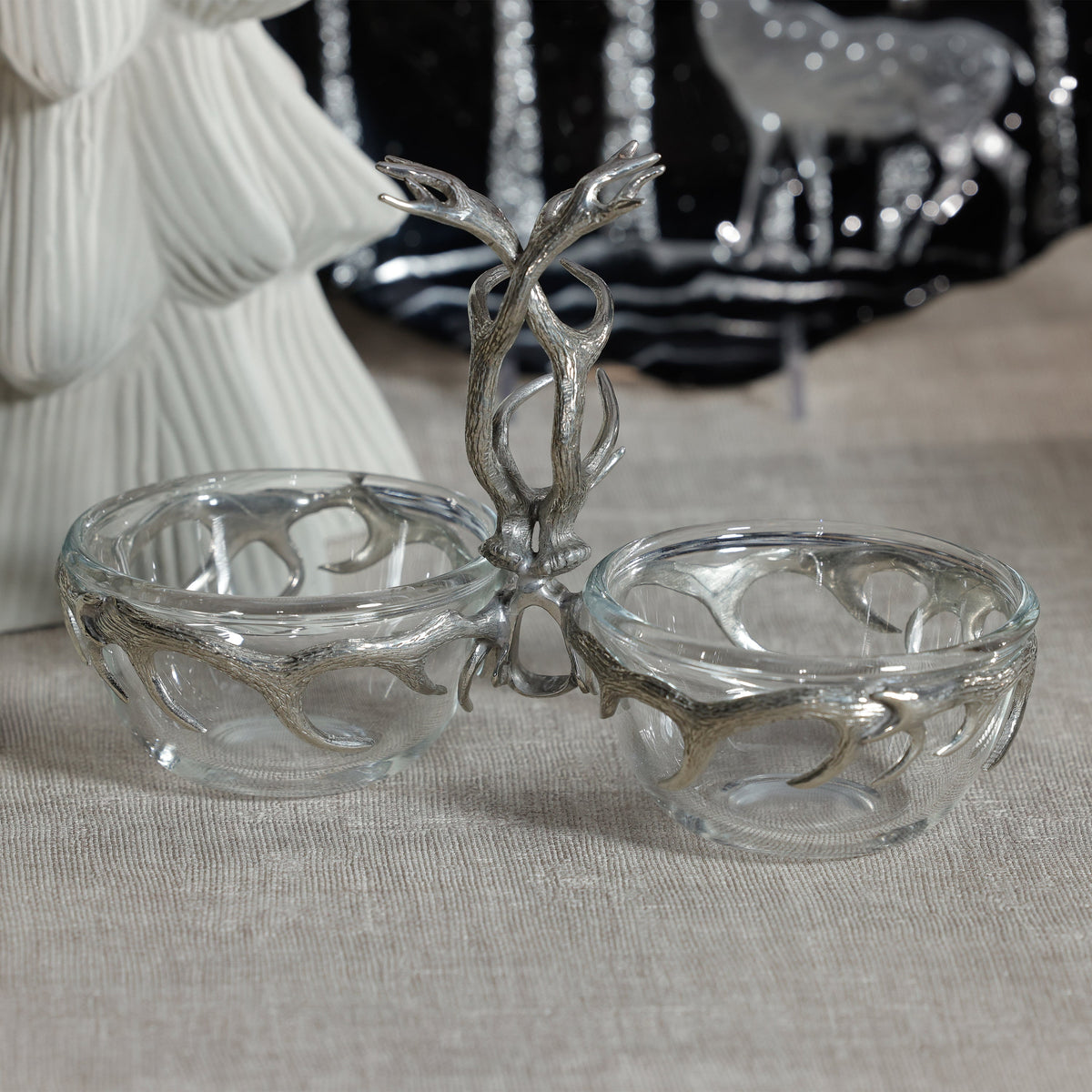 St. Anton Pewter & Glass Condiment Set - Dish Detail | Bone & Brass