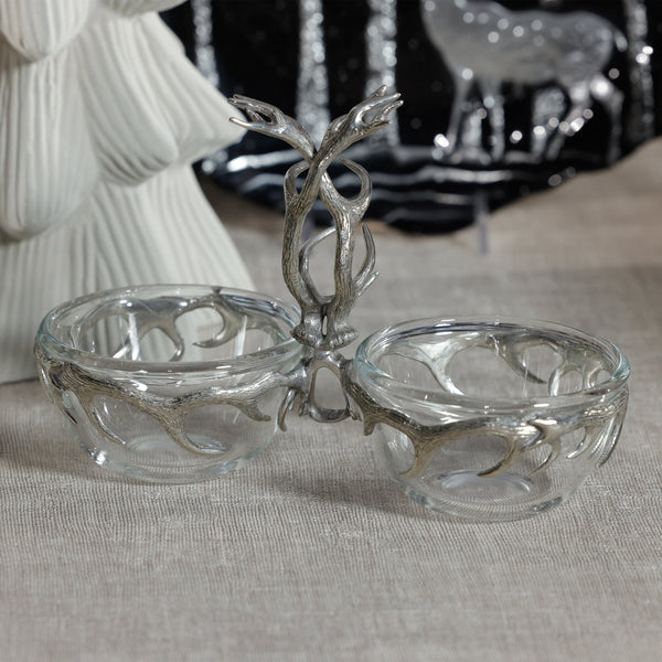 St. Anton Pewter & Glass Condiment Set - Dish Detail | Bone & Brass