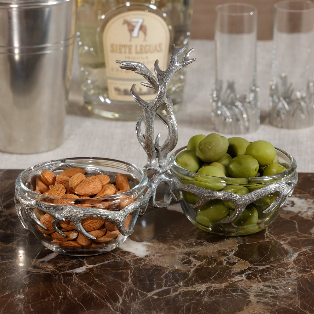St. Anton Pewter & Glass Condiment Set - Dish Top View | Bone & Brass