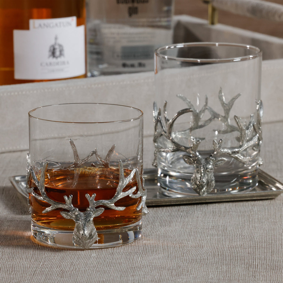 St. Anton Pewter & Glass Rock Glass, 9.47oz - Glass View | Bone & Brass