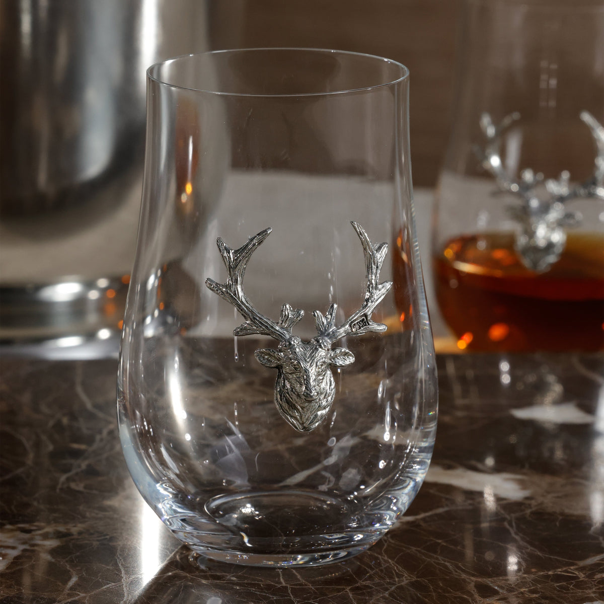 St. Anton Pewter & Glass Stemless Wine Glass - Glass Detail | Bone & Brass