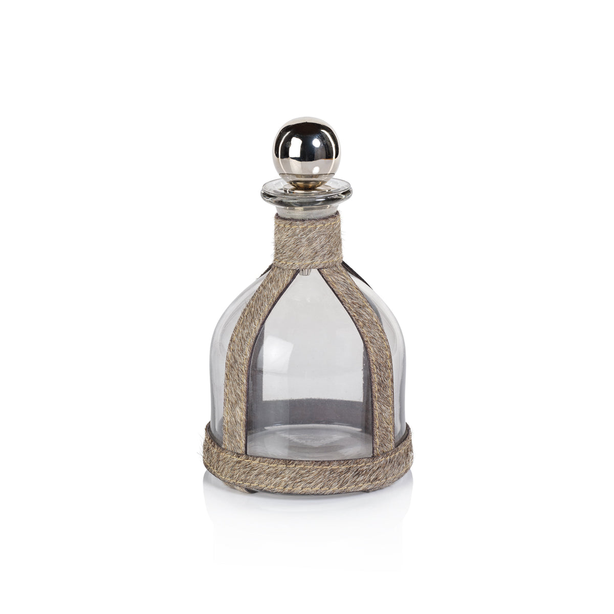 St. Moritz Hair-On-Hide Leather Decanter Stopper - Decanter Stopper Detail | Bone & Brass