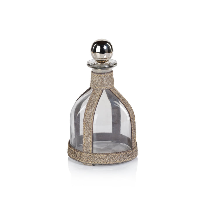 St. Moritz Hair-On-Hide Leather Decanter Stopper | Bone & Brass