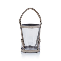 St. Moritz Hair-On-Hide Leather Glass Hurricane / Ice Bucket | Bone & Brass