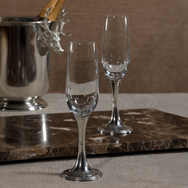 St. Moritz Pewter & Glass Champagne Flute - Glass Detail | Bone & Brass