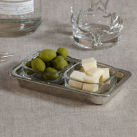 St. Moritz Pewter & Glass Double Condiment Set - Dish Detail | Bone & Brass